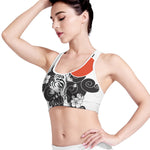 Japanese White Tiger Tattoo Print Women's Sports Bra