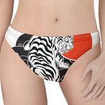 Japanese White Tiger Tattoo Print Women's Thong