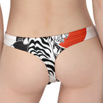 Japanese White Tiger Tattoo Print Women's Thong