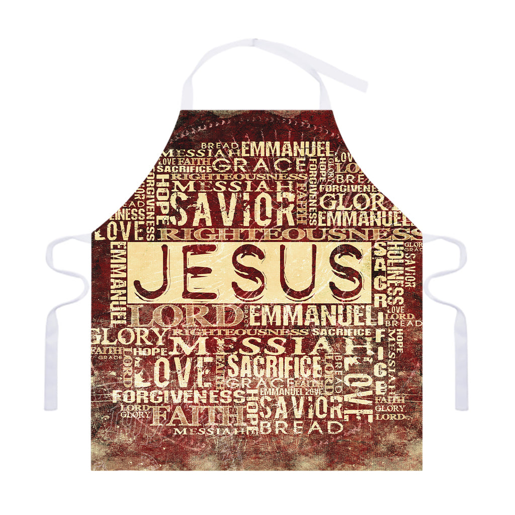 Jesus Religious Words Print Adjustable Apron