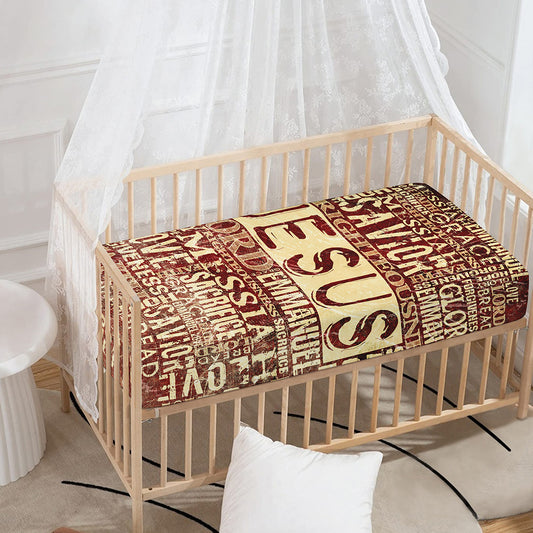 Jesus Religious Words Print Baby Crib Sheet