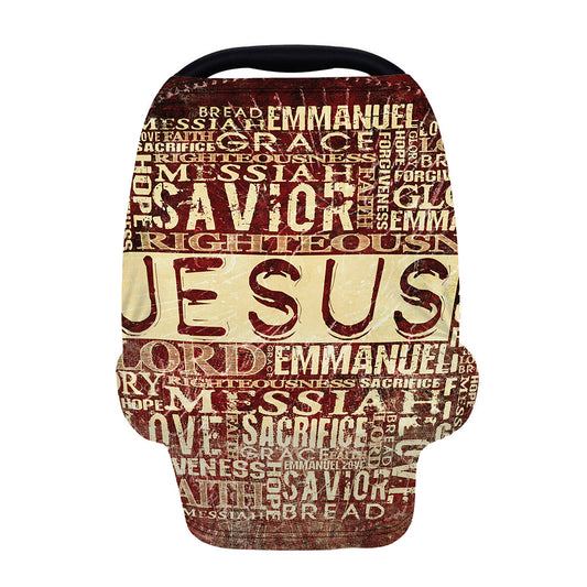 Jesus Religious Words Print Baby Seat Cover