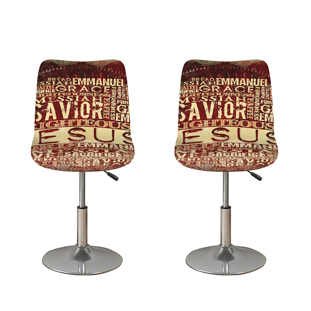 Jesus Religious Words Print Bar Stool Covers