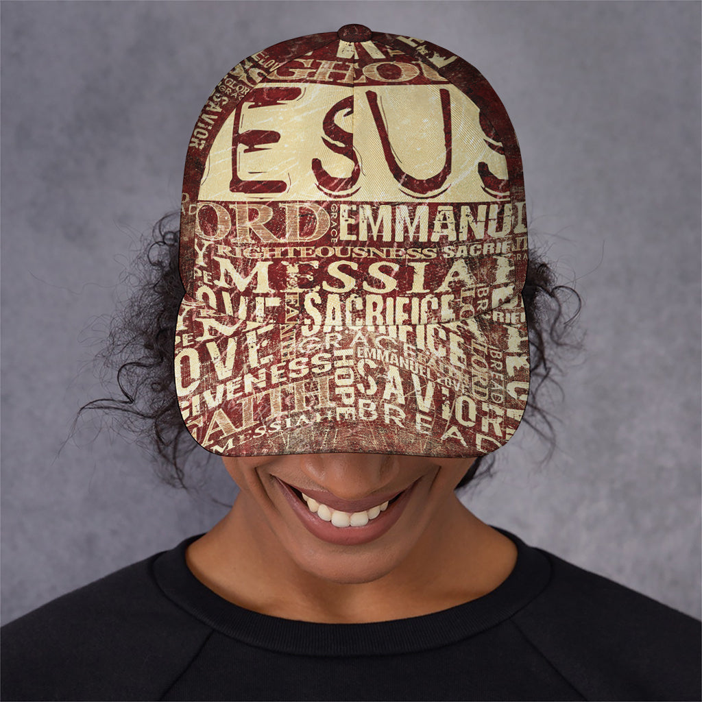 Jesus Religious Words Print Baseball Cap