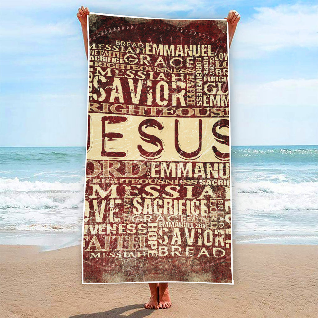 Jesus Religious Words Print Beach Towel