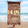 Jesus Religious Words Print Beach Towel