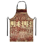 Jesus Religious Words Print Bib Apron With Pocket