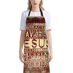 Jesus Religious Words Print Bib Apron With Pocket