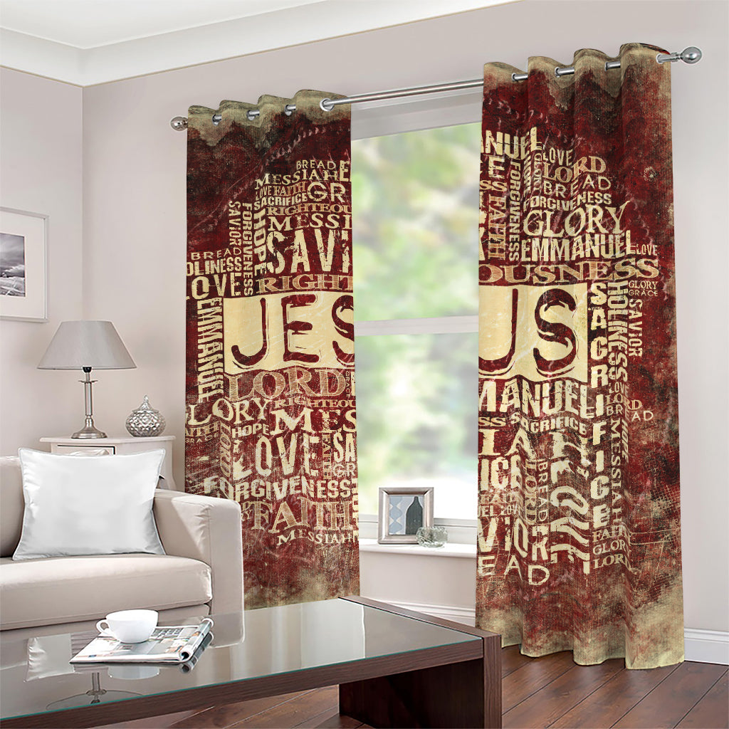 Jesus Religious Words Print Blackout Grommet Curtains