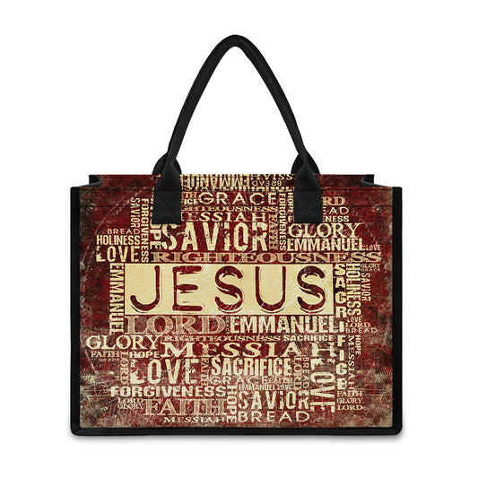 Jesus Religious Words Print Canvas Tote Bag