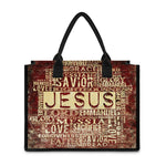 Jesus Religious Words Print Canvas Tote Bag