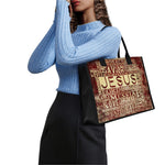 Jesus Religious Words Print Canvas Tote Bag