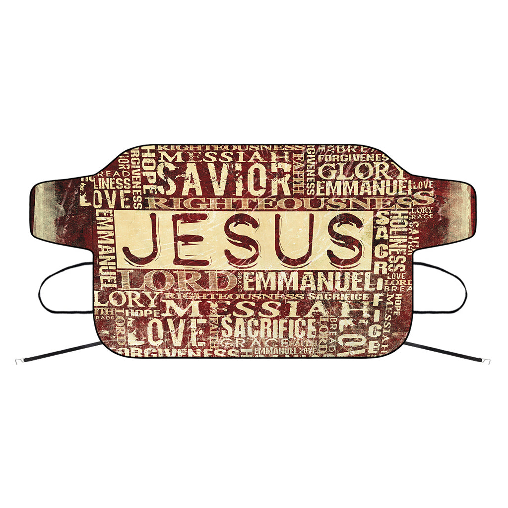 Jesus Religious Words Print Car Windshield Snow Cover