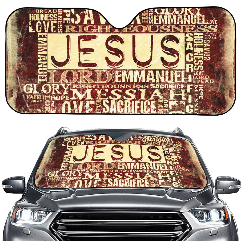 Jesus Religious Words Print Car Windshield Sun Shade