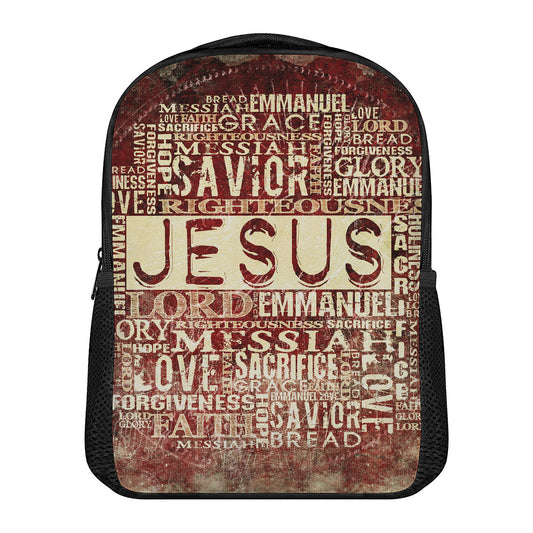 Jesus Religious Words Print Casual Backpack