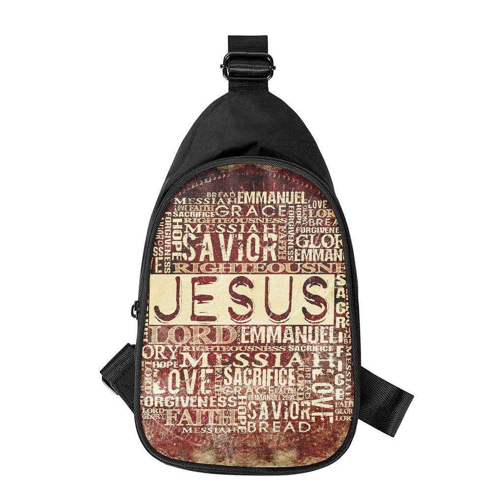 Jesus Religious Words Print Chest Bag