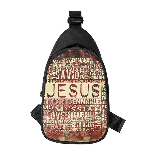Jesus Religious Words Print Chest Bag