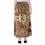 Jesus Religious Words Print Chiffon Maxi Skirt