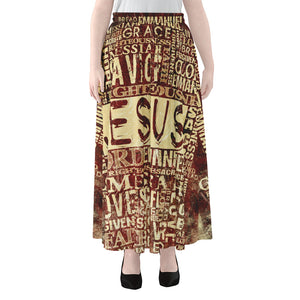 Jesus Religious Words Print Chiffon Maxi Skirt