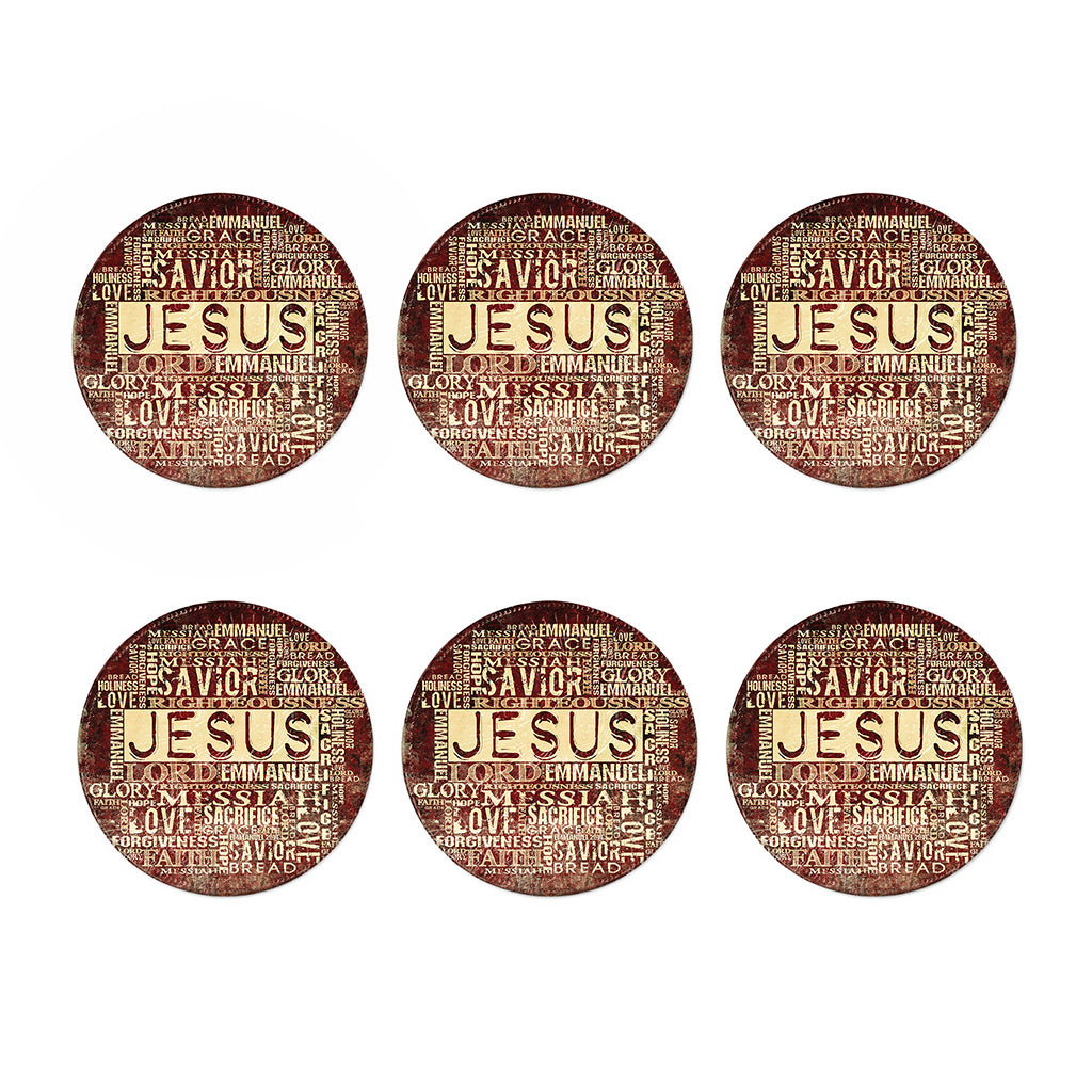 Jesus Religious Words Print Coaster Set