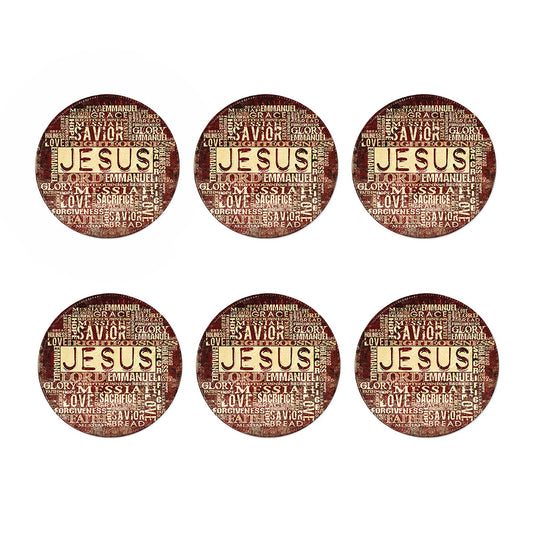 Jesus Religious Words Print Coaster Set