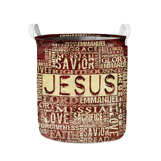 Jesus Religious Words Print Collapsible Laundry Basket