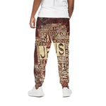 Jesus Religious Words Print Cotton Pants