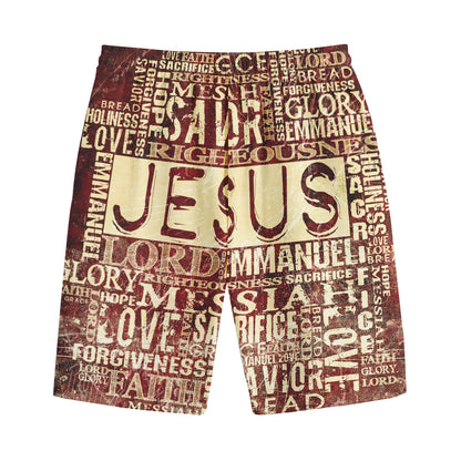 Jesus Religious Words Print Cotton Shorts
