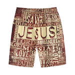 Jesus Religious Words Print Cotton Shorts