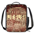 Jesus Religious Words Print Crossbody Lunch Bag