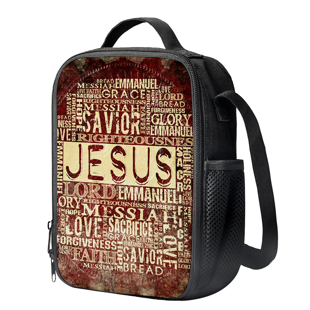 Jesus Religious Words Print Crossbody Lunch Bag