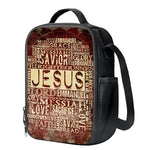 Jesus Religious Words Print Crossbody Lunch Bag