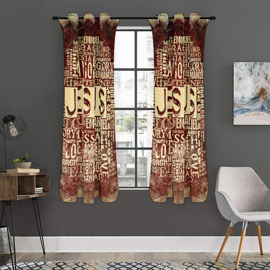 Jesus Religious Words Print Curtain