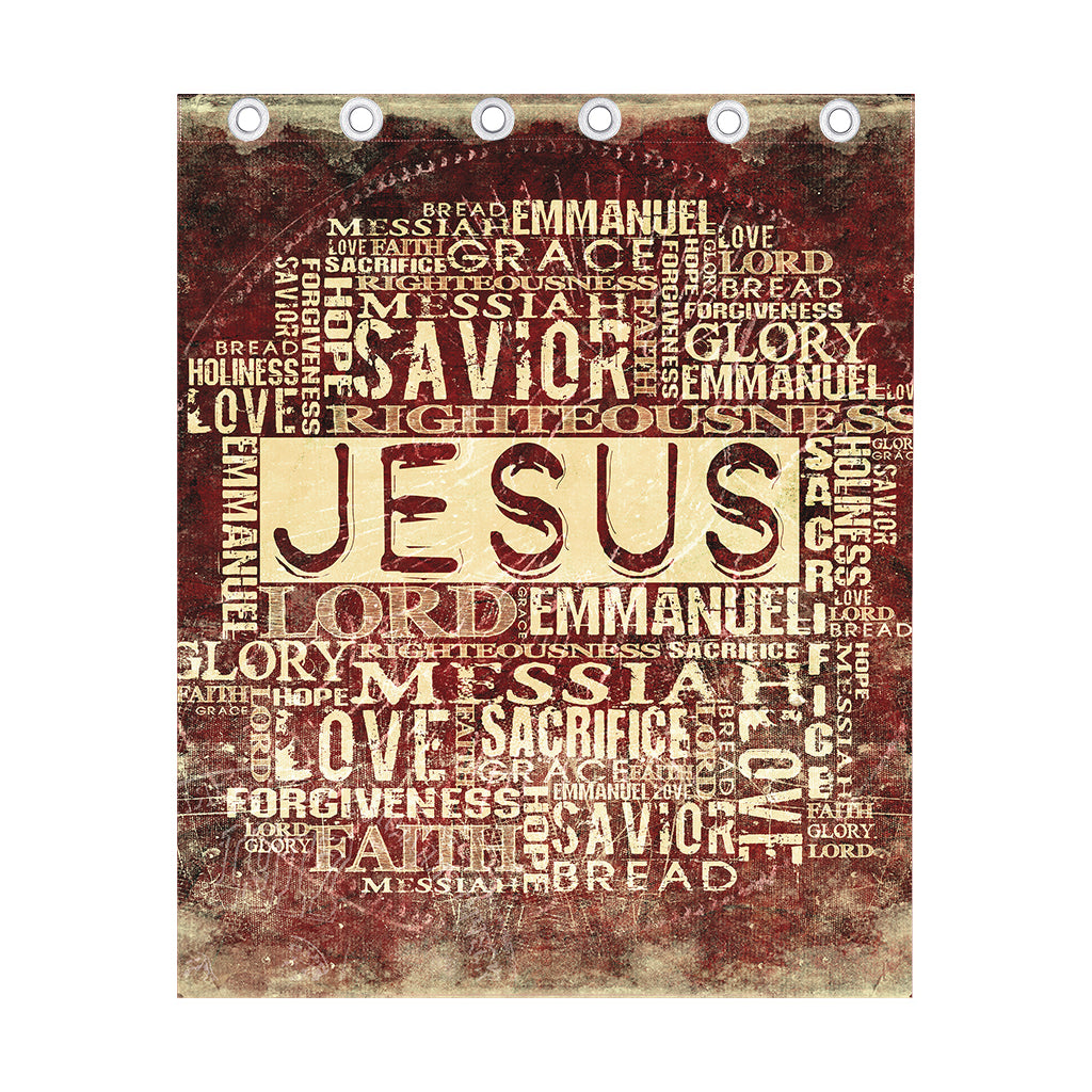 Jesus Religious Words Print Curtain