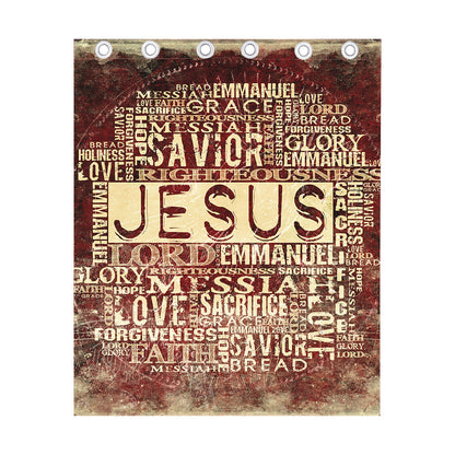 Jesus Religious Words Print Curtain