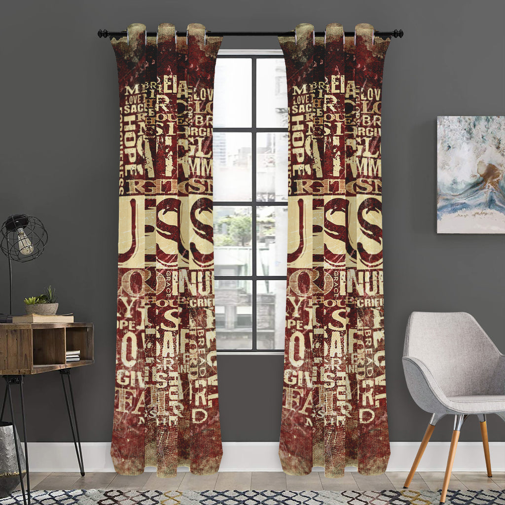Jesus Religious Words Print Curtain