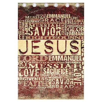 Jesus Religious Words Print Curtain