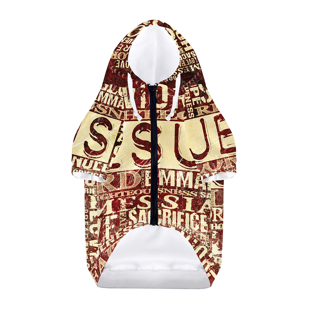 Jesus Religious Words Print Dog Zip Up Hoodie