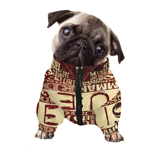 Jesus Religious Words Print Dog Zip Up Jacket