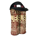 Jesus Religious Words Print Double Neoprene Wine Tote