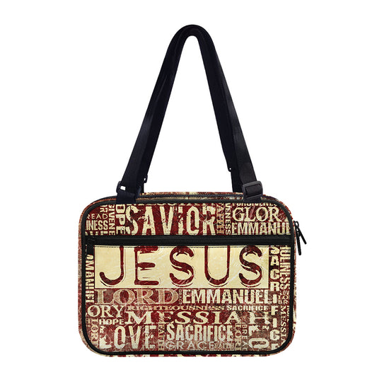 Jesus Religious Words Print Double Strap Bible Bag