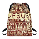 Jesus Religious Words Print Drawstring Backpack