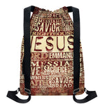 Jesus Religious Words Print Drawstring Backpack