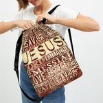 Jesus Religious Words Print Drawstring Backpack