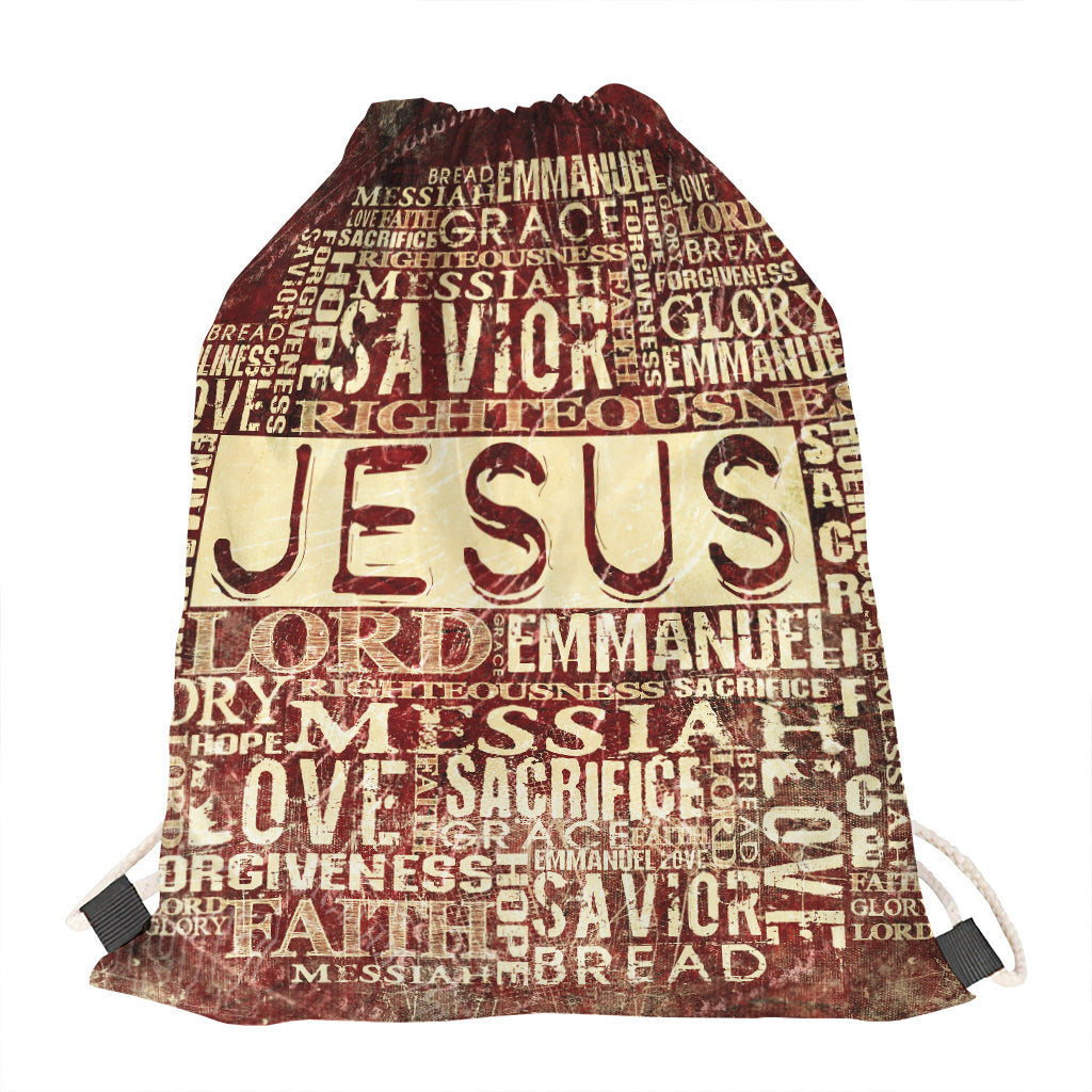 Jesus Religious Words Print Drawstring Bag