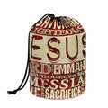 Jesus Religious Words Print Drawstring Makeup Bag