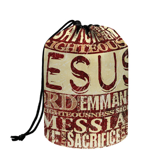 Jesus Religious Words Print Drawstring Makeup Bag
