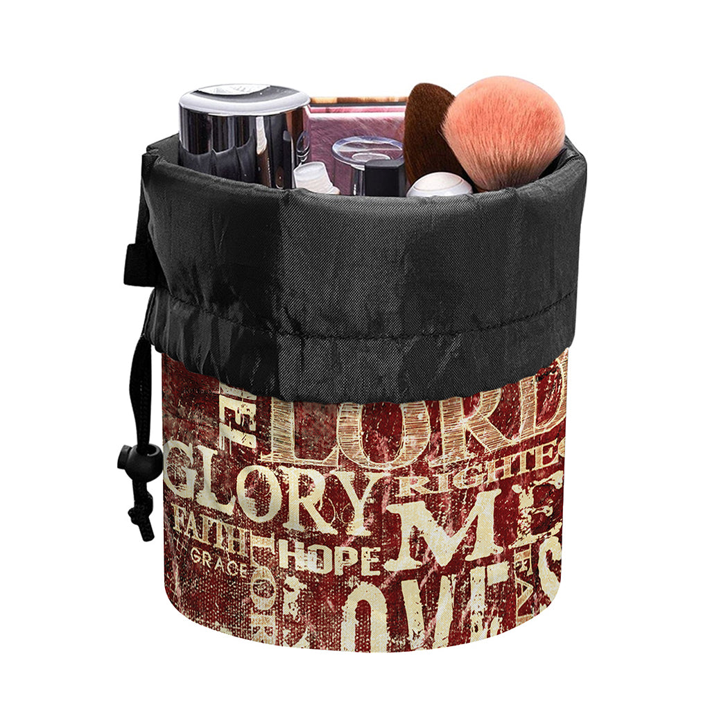 Jesus Religious Words Print Drawstring Makeup Bag