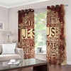 Jesus Religious Words Print Extra Wide Grommet Curtains