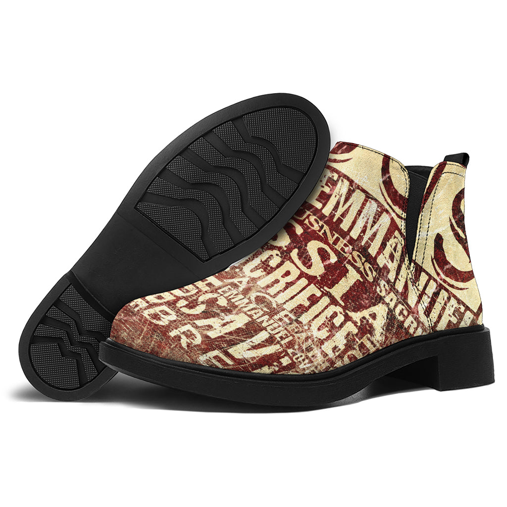 Jesus Religious Words Print Flat Ankle Boots